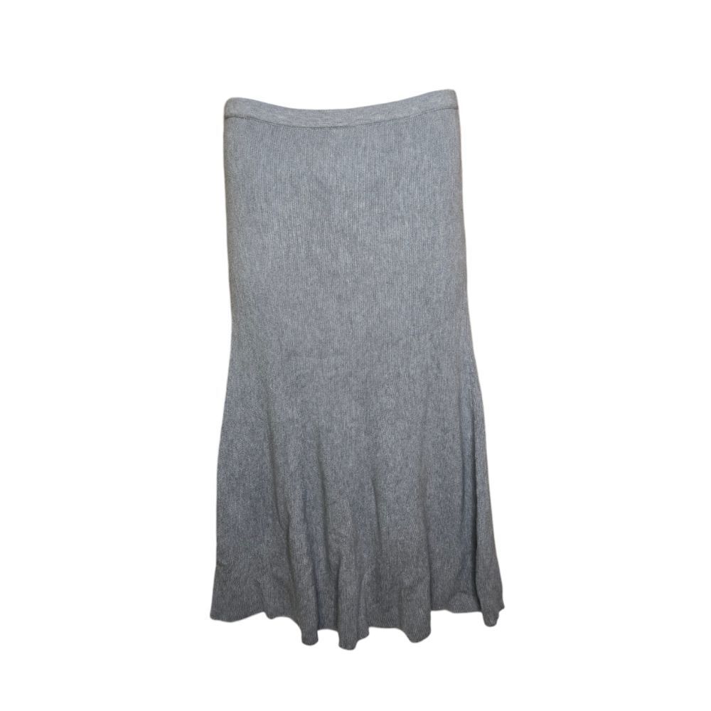 NEW Peruvian Connection gray smoke ribbed Selborne sweater knit‎ maxi skirt L